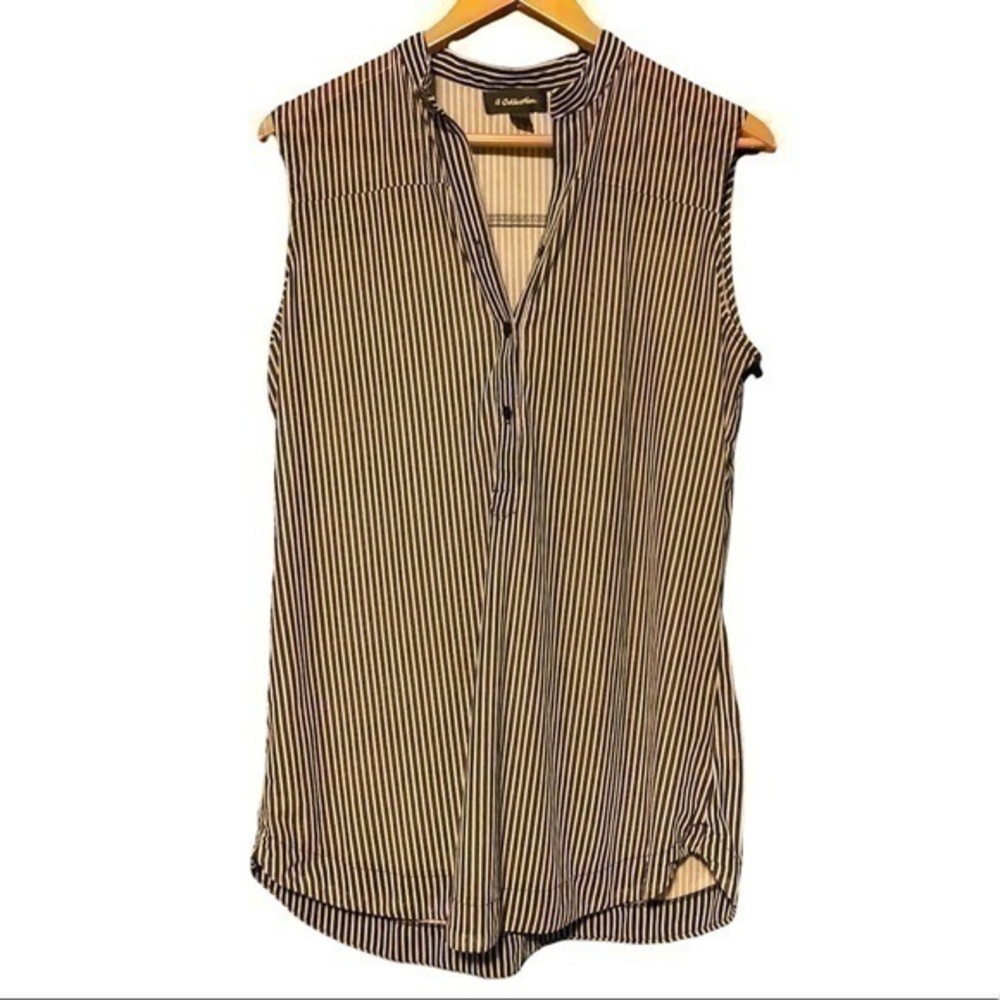 G Collection Black and White Stripe See Though Top